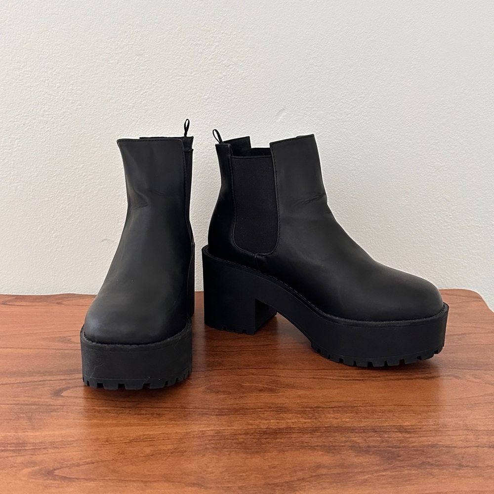Black Chunky Heel Ankle Boots 6